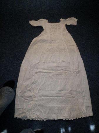 Image 1 of TRADITIONAL ANTIQUE WHITE CHRISTENING GOWN