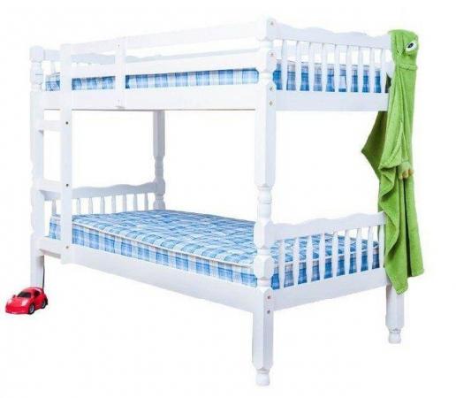 Image 1 of PINE BUNK BED IN WHITE (WITH WINCHESTER MATTRESSES)