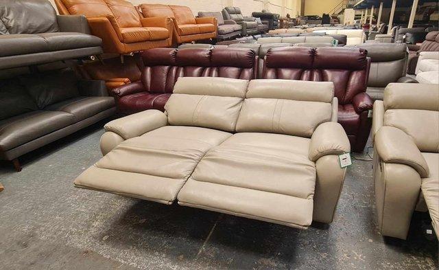 Image 13 of La-z-boy grey leather recliner 3 seater sofa and armchair