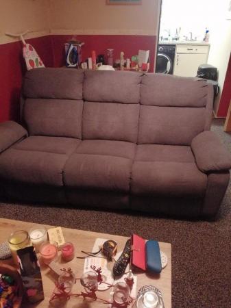 Image 1 of 3 seater recliner settee grey in colour
