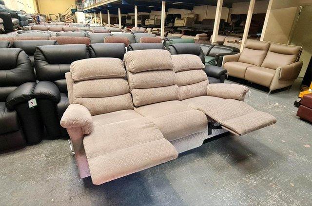 Image 2 of La-z-boy Tulsa grey fabric manual recliner 3 seater sofa