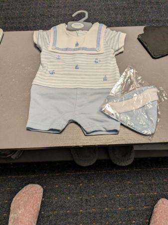 Image 1 of Baby boy shorts set with hat new never worn