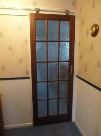 Image 2 of 2 French Doors in Mahogany Pattern Autumn Glass.