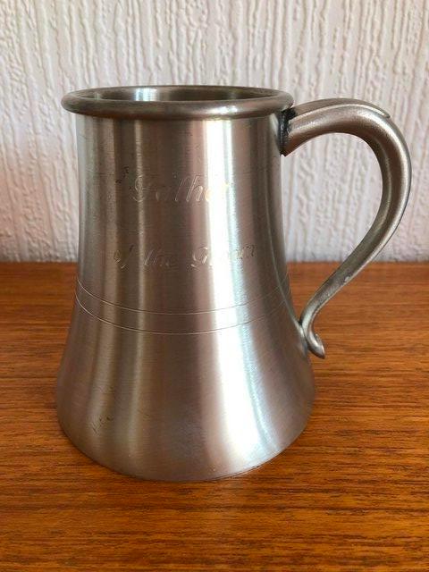 Preview of the first image of FATHER OF THE GROOM HAND CRAFTED PEWTER TANKARD-NEW.