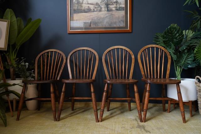 Image 3 of L. Victorian 4 Hoop Back Windsor Farmhouse Elm Dining Chairs