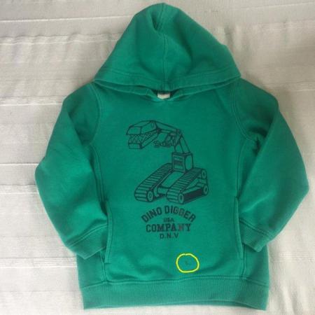 Image 2 of Green hoodie. Age 6. 'Dino Digger'