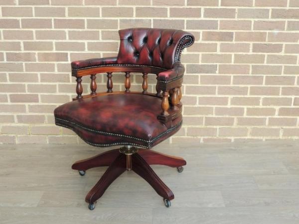 Image 2 of Vintage Ox Blood Captains Chesterfield Chair (UK Delivery)