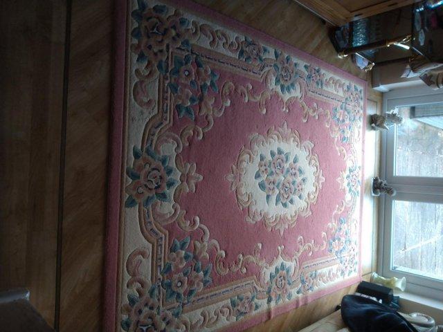Preview of the first image of Pink  Traditional Rug 100% Berclon.
