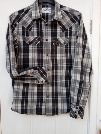 Image 2 of Levi’s Western Sawtooth Checked Cotton Shirt, Medium, black