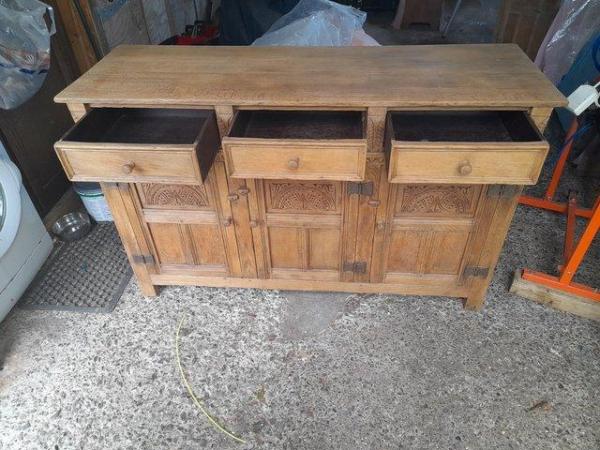 Image 2 of Solid oak 3 door3 drawer sideboard