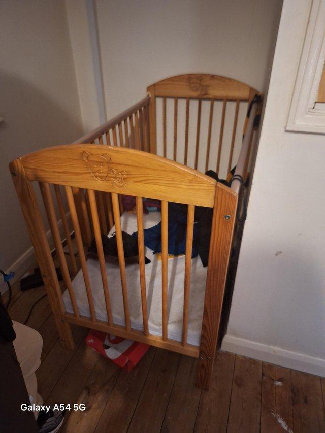 Preview of the first image of Mamas and papas cot with mattress barely used excellent cond.