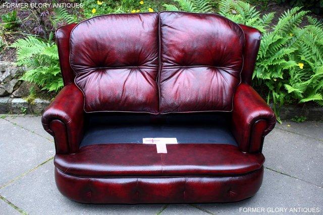 Image 92 of SAXON OXBLOOD RED LEATHER CHESTERFIELD SETTEE SOFA ARMCHAIR