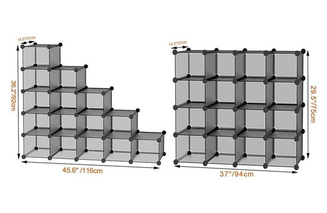 Image 2 of Homidec 16 cube plastic storage boxes in black