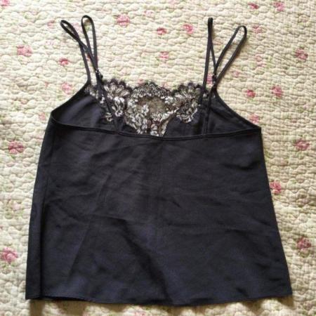 Image 7 of Sz 10/12 Posh PJs Set, Cami & Trousers, Dark Grey with Lace