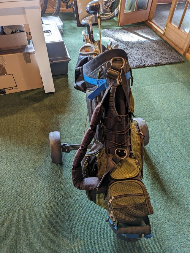 Preview of the first image of Golf clubs and trolley - perfect for beginner!.