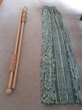 Image 1 of Wooden curtain pole and curtains