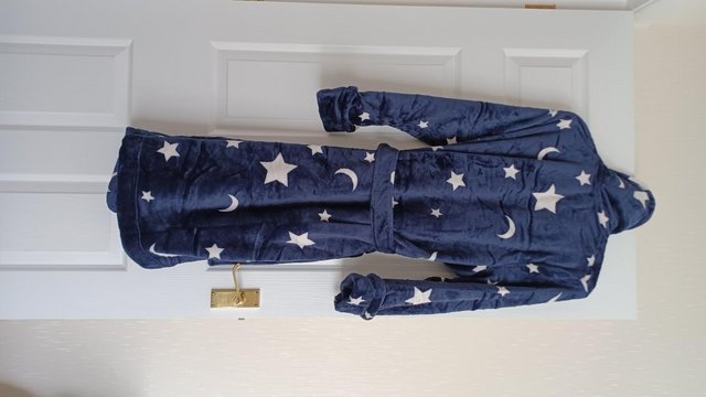 Preview of the first image of Iris & Lilly Navy Blue Dressing Gown / Bath Robe size 14-16.
