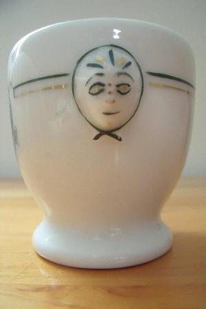 Image 3 of A Hache & Cie (Paris) white ceramic egg-cup shape pot.