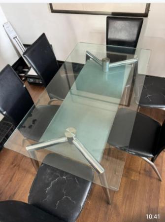 Image 1 of Glass table and 6 FREE xchairs