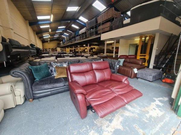 Image 7 of La-z-boy Kendra burgundy leather manual 2 seater sofa