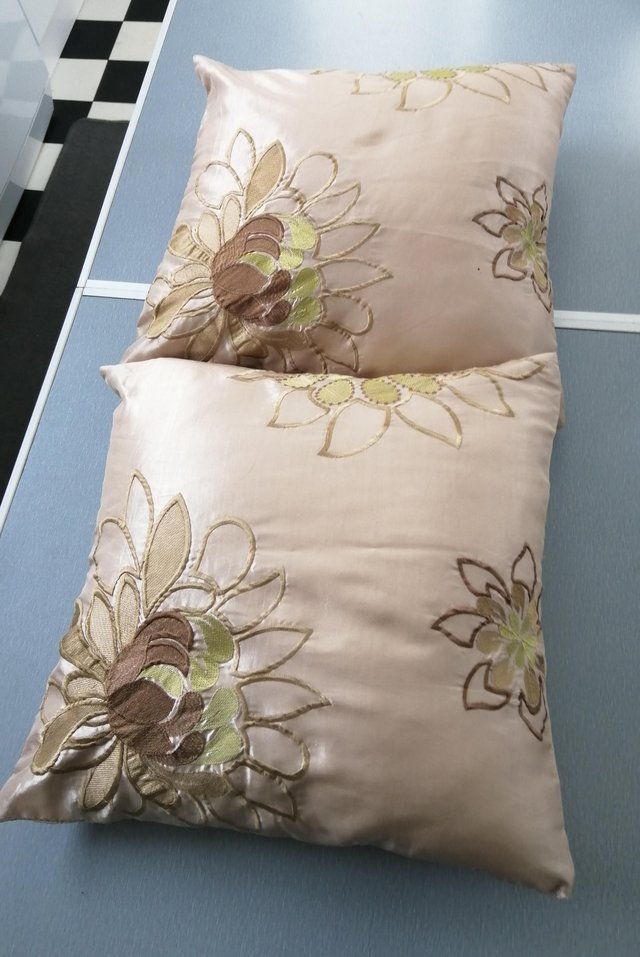 Preview of the first image of 2 Beige Cushions 39cm Square Each..