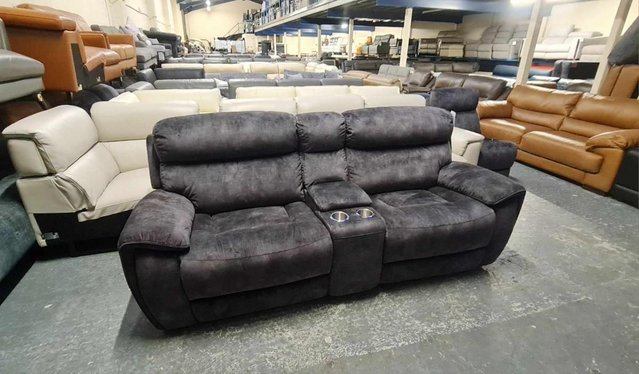 Image 12 of Radley Decent charcoal fabric manual recliner sofa