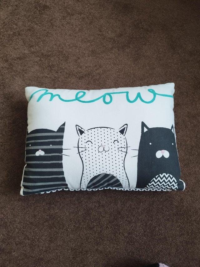 Preview of the first image of Black and White Cat Meow Cushion.