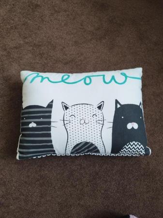 Image 1 of Black and White Cat Meow Cushion