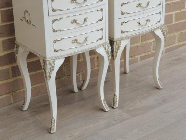 Image 6 of Pair of French Tall Bedside Tables 3 drawers (UK Delivery)