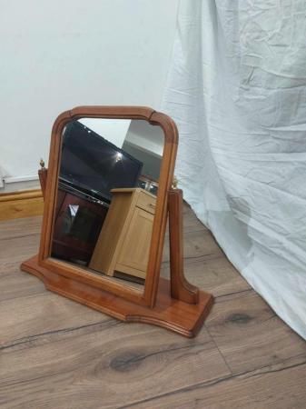 Image 3 of Wooden frame tabletop mirror.