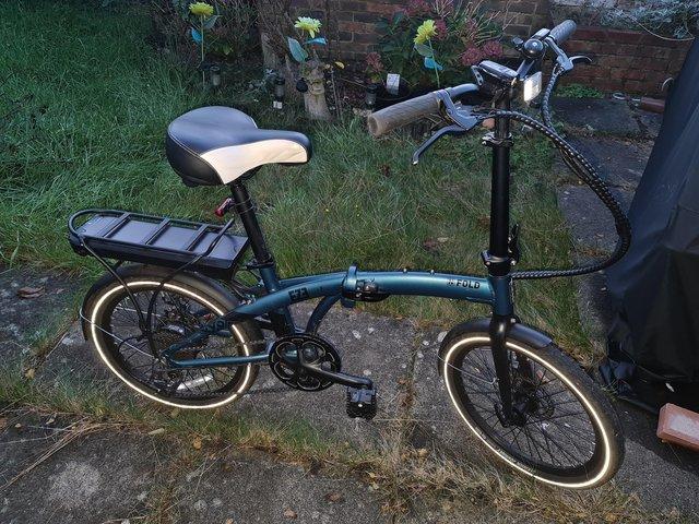 Preview of the first image of EZE-GO ELECTRIC Folding Bike in Teal Colour.