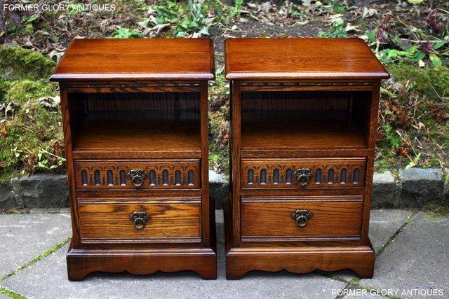 Image 36 of A PAIR OF OLD CHARM LIGHT OAK BEDSIDE CABINETS LAMP TABLES