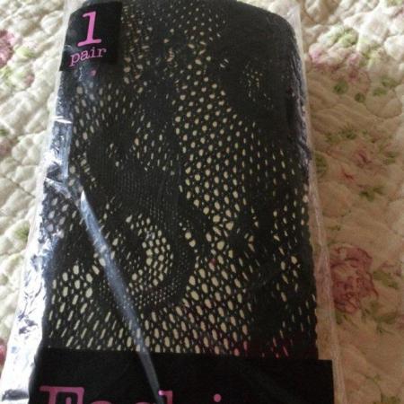 Image 2 of Size S Black Lacey Tights BNIP, Never Worn.