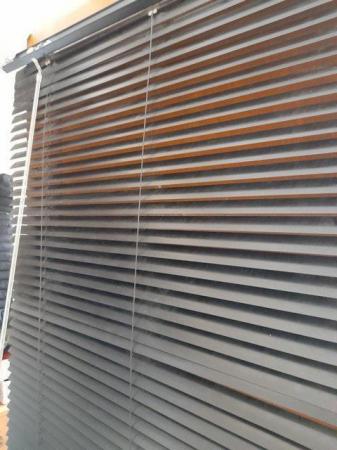 Image 1 of Pair of black vanetian blinds with fixings