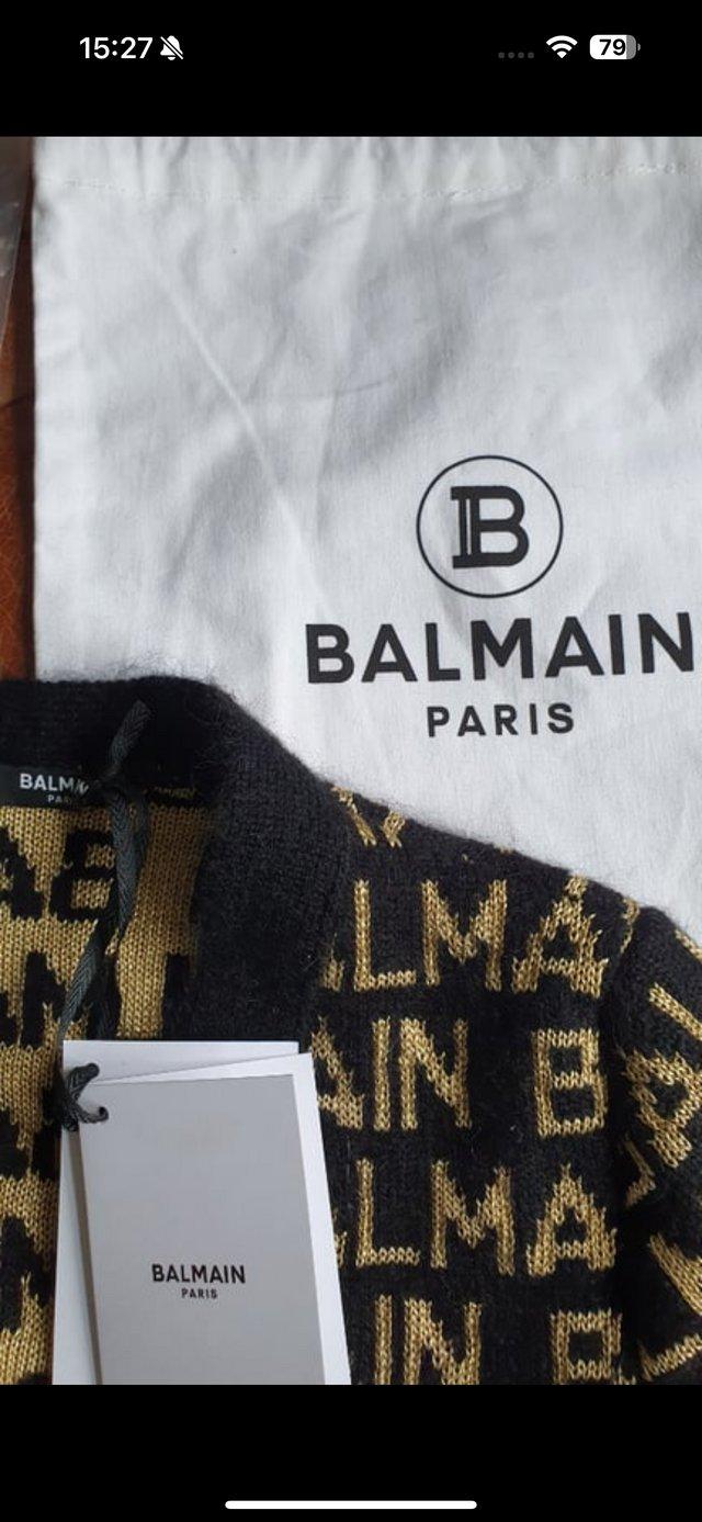 Preview of the first image of Balmain Kids, Intarsia cardigan.
