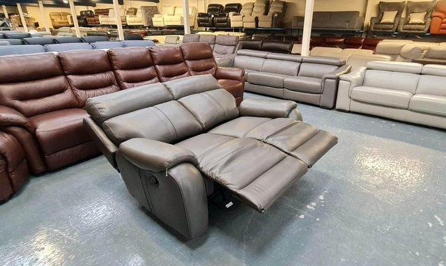 Image 4 of La-z-boy Winchester grey leather manual 2 seater sofa