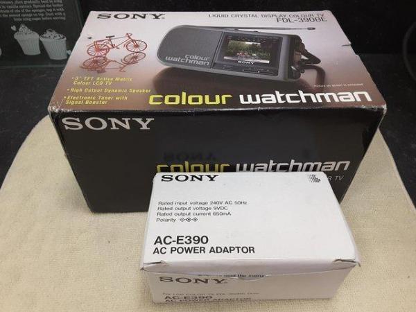 Image 1 of VINTAGE SONY COLOUR WATCHMAN TELEVISION AND POWER SUPPLY