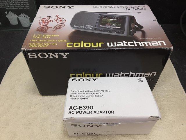 Preview of the first image of VINTAGE SONY COLOUR WATCHMAN TELEVISION AND POWER SUPPLY.
