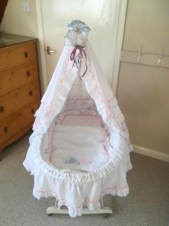 Image 1 of Vintage Baby Crib With A Stand On Wheels