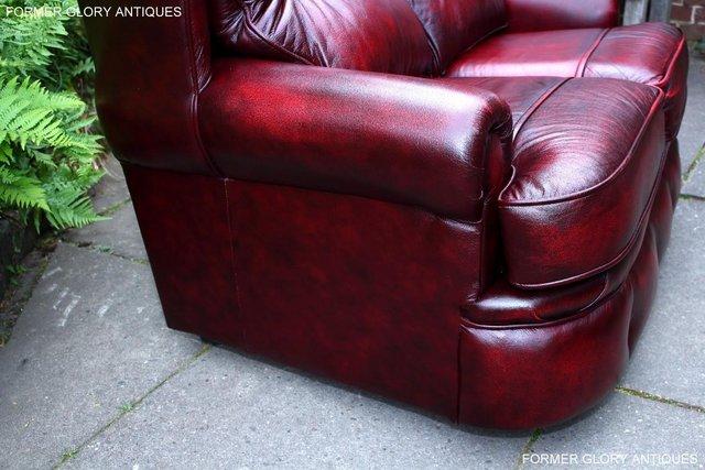 Image 27 of SAXON OXBLOOD RED LEATHER CHESTERFIELD SETTEE SOFA ARMCHAIR