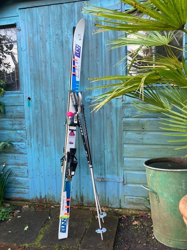 Preview of the first image of Elan Ski's and Poles with Salomon 357 Bindings.