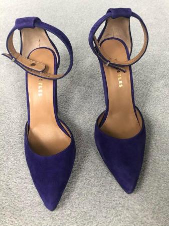 Image 3 of Whistles purple suede ankle strap shoes Mai Tai style