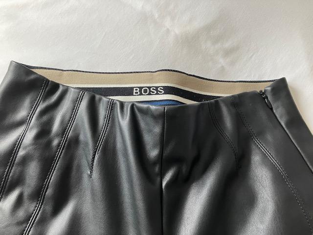 Preview of the first image of Boss Leather fitted Trouser, colour black size 8, worn once..