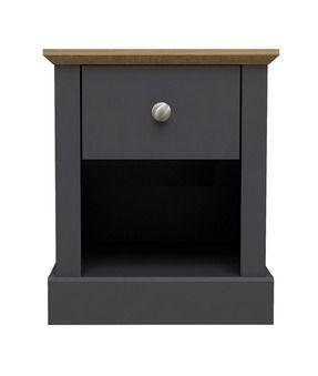 Image 1 of DEVON 1 DRAWER LAMP TABLE CHARCOAL AND OAK