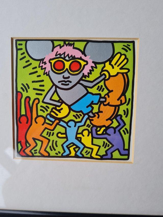 Preview of the first image of Pair of framed 'Andy Mouse' prints by Keith Haring.