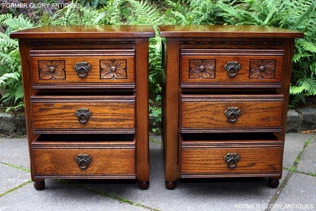 Image 40 of OLD CHARM LIGHT OAK BEDSIDE LAMP TABLES CHESTS OF DRAWERS