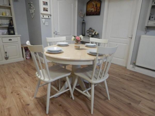 Image 4 of Beech Farmhouse Kitchen table / Dining table & 4 chairs
