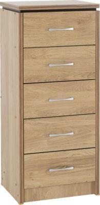 Image 1 of Charles 5 drawer narrow chest in oak