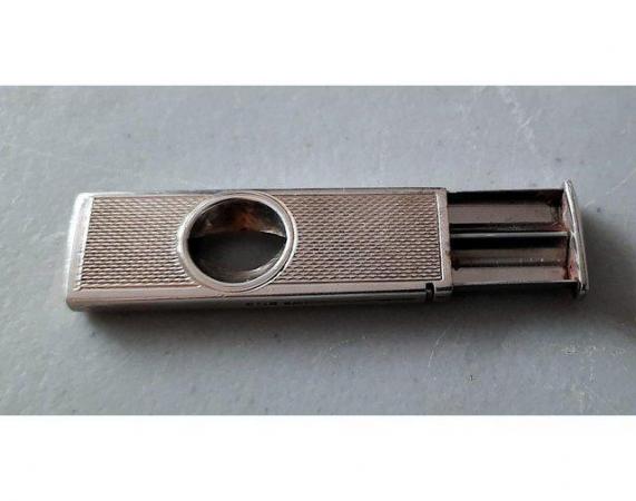 Image 2 of 1973 W M Ltd Silver Cigar Cutter Engine Turned Geometric