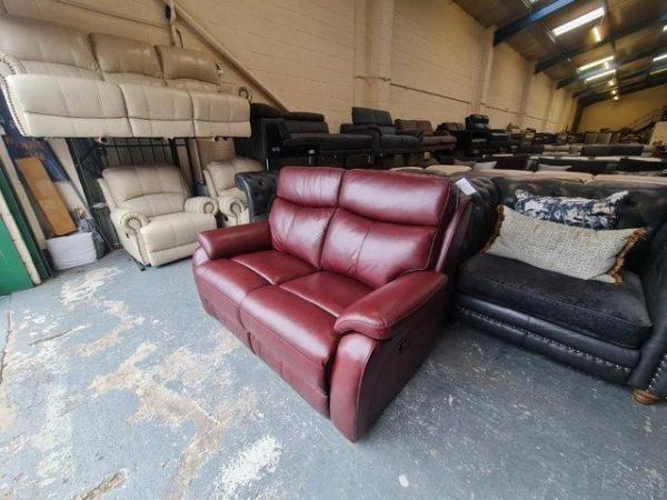 Image 5 of La-z-boy Kendra burgundy leather manual 2 seater sofa